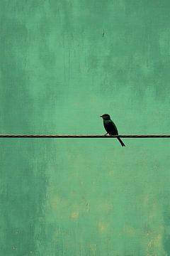 Oiseau silencieux sur une ligne