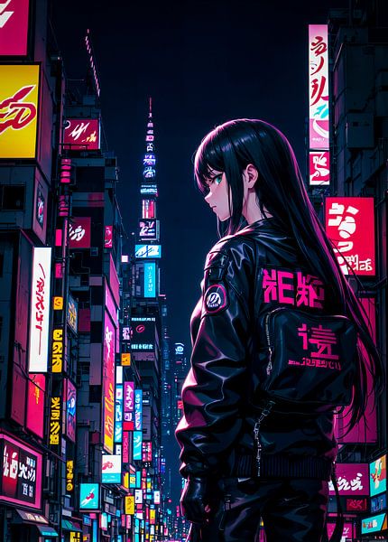 Cyberpunk Style Anime Mädchen Japan von Ruzerin