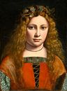 Portret van een jeugdgekroonde met bloemen, Giovanni Antonio Boltraffio van Meesterlijcke Meesters thumbnail