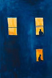 Fensterblicke in Nachtblau – Stille Momente von Poster Art Shop