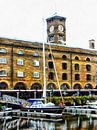 Boats in Front of Clock Tower St Katharine Docks by Dorothy Berry-Lound thumbnail