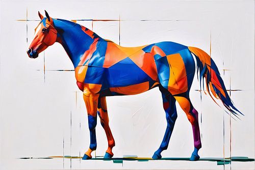 Kleurrijk abstract paard schilderij