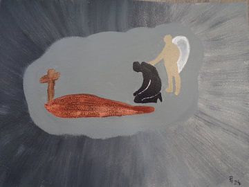 Mourning at the grave by Pauline Hein