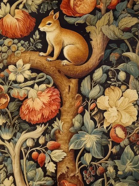 Eekhoorn in een boom Stijl William Morris van TOAN TRAN