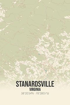 Vintage landkaart van Stanardsville (Virginia), USA. van MijnStadsPoster