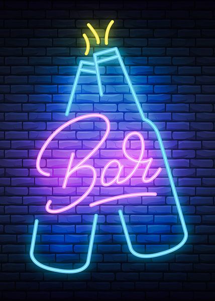 Bier Beer Neon Retro Bar von FotoKonzepte