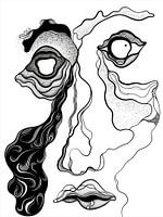 Liquid Thing (2019) - Schwarz Und Weiß Abstrakt Digital Modern Art Portrait Of Face With Tears