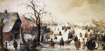 Winterlandschap op een kanaal, Hendrik Avercamp