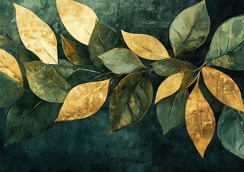 Bladgoud | Donkere Achtergrond Gouden Bladeren