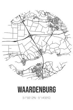 Waardenburg (Gelderland) | Landkaart | Zwart-wit van Rezona