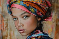 Portret van een meisje met kleurrijke kleding