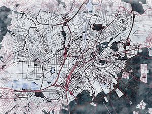 Karte von Gießen im stil 'White winter'