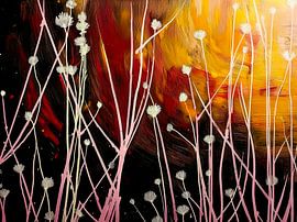 Abstract Wild grasses against warm sunset by Studio Pieternel
