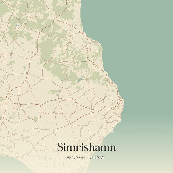 Carte ancienne de Simrishamn, Suède. par Affiches de lieux