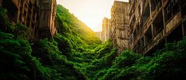 Decaying city with vegetation by Poster Art Shop