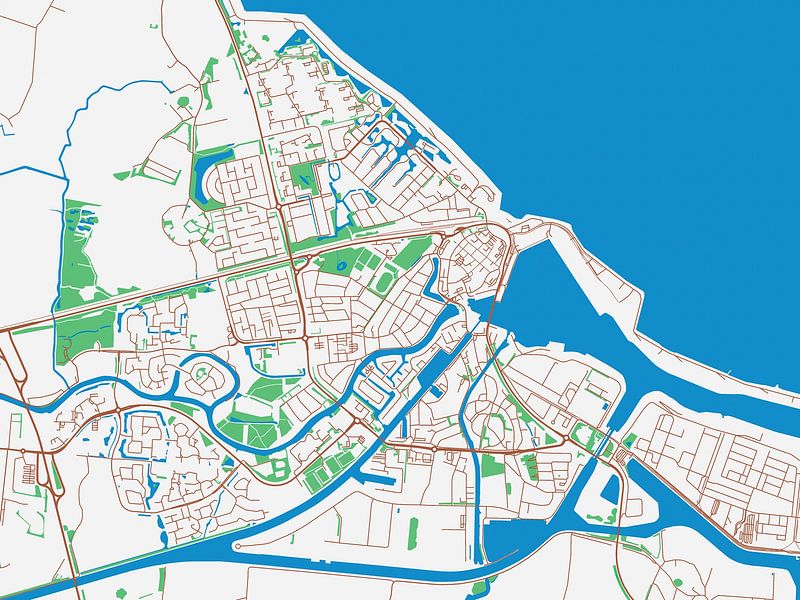 Karte von Delfzijl im Stil von Urban Ivory von De Kaartenwinkel