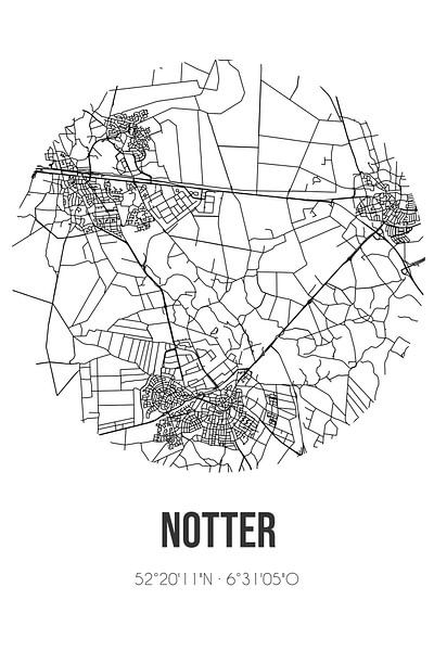 Notter (Overijssel) | Landkaart | Zwart-wit van Stad & Wand