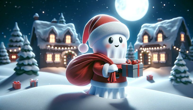 Magische Winternacht mit Geschenk-schneemann von artefacti