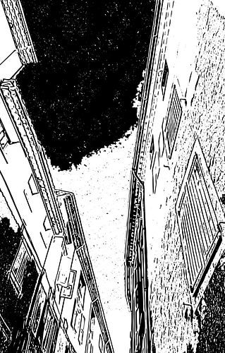 INTRA-MUROS perspective the tall houses against the clear sky, Entrevaux, France