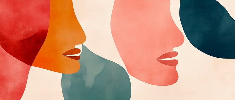 Gesichter in sanften Aquarellfarben von Poster Art Shop