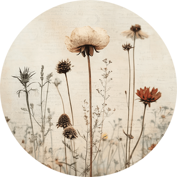Vintage collage met bloemen van Japandi Art Studio