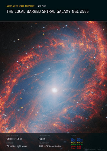 Barred Spiral Galaxy NGC 2566 | James Webb Space Telescope
