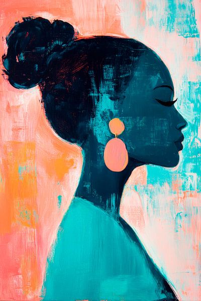 Silhouette of a woman in bold colours by Poster Art Shop