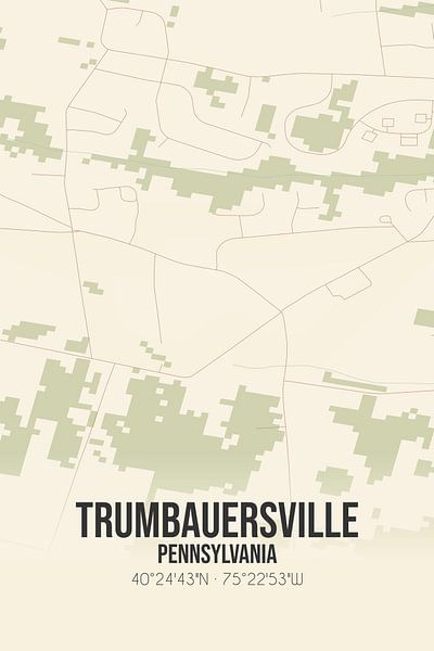 Vintage map of Trumbauersville (Pennsylvania), USA. by Prints of Place