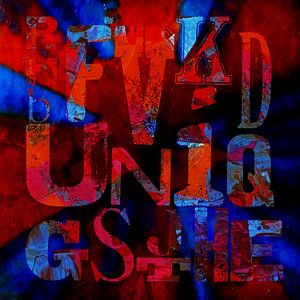 Unique - Buchstaben in Rot und Blau