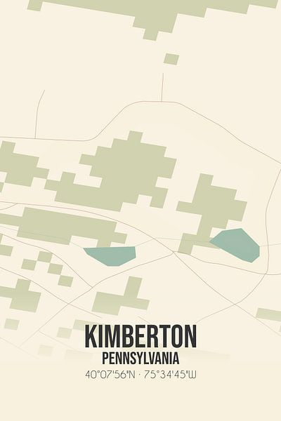 Carte ancienne de Kimberton (Pennsylvanie), USA. par Affiches de lieux