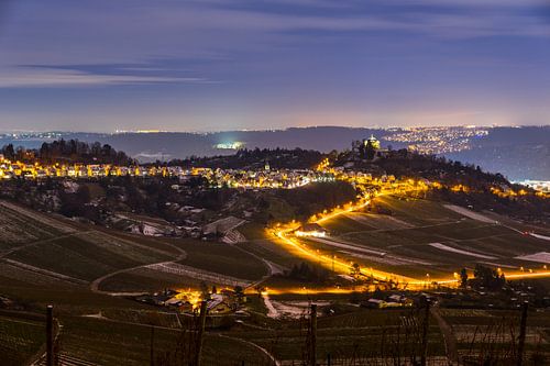 Allemagne, stuttgart rotenberg dans le vignoble en lumière magique de nuit