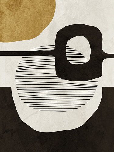 Organische geometrische abstracte kunst in aardetinten