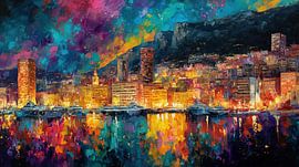 Abstract panorama of Monaco by night by TheXclusive Art
