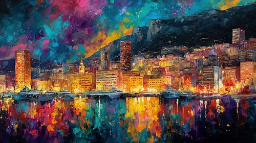 Abstracte monaco in de nacht panorama