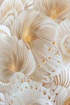 Mystical Flowers Gold and White by Digitale Schilderijen