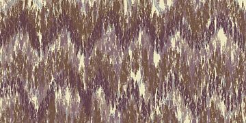 Ikat silk fabric. Abstract modern art in purple, beige, dark ocher by Dina Dankers