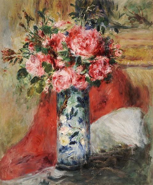 Rozen en pioenen in een vaas, Pierre-Auguste Renoir van Meesterlijcke Meesters