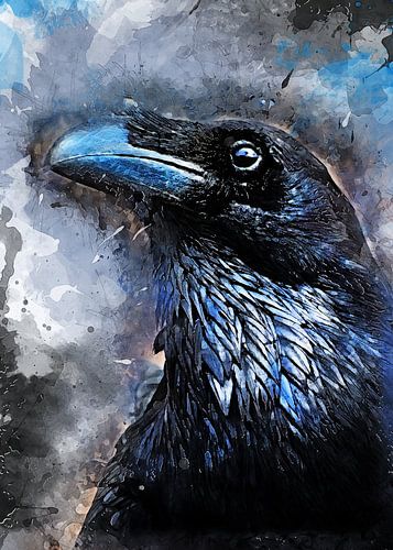 Rabe Vogel Aquarell Kunst #Rabe