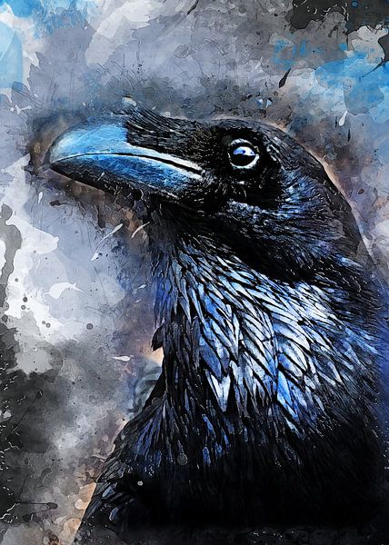 Raaf vogel aquarel kunst #raven van JBJart Justyna Jaszke
