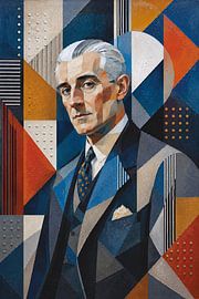 A Cubist painting of the composer Maurice Ravel. by Johannes