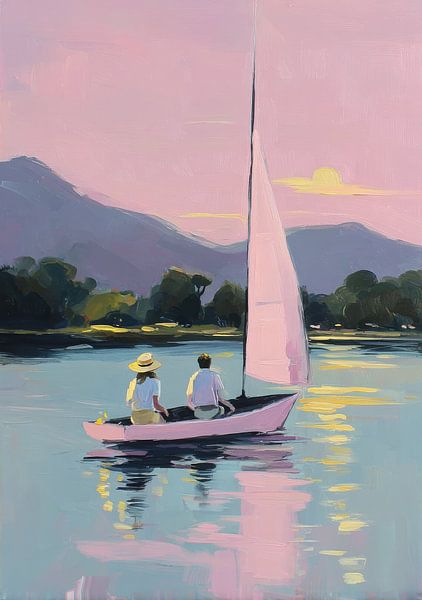 Voilier tranquille sur des eaux pastel par Niklas Maximilian