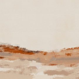 Paysage abstrait minimaliste dans des tons chauds de brun, beige et blanc sur Dina Dankers
