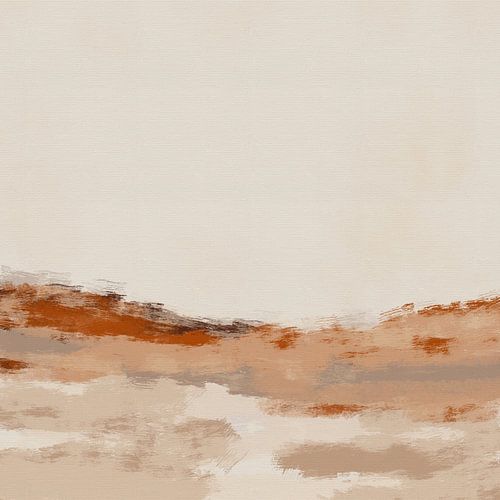 Abstract minimalistisch landschap in warm bruin, beige en wit