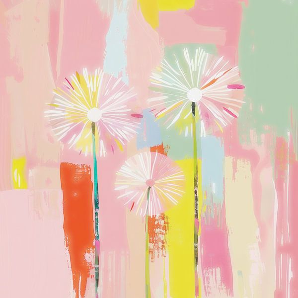 Pastel dandelions in the city by Floral Abstractions