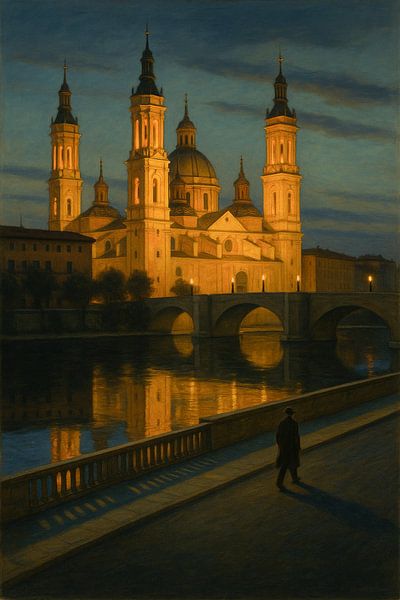 Zaragoza at Dusk – Basilica del Pilar Reflections by Travel Shop