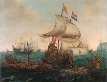 Niederländische Schiffe rammen die spanischen Galeeren vor der englischen Küste, 3. Oktober 1602, He