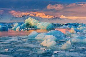 Sonnenaufgang Jökulsárlón, Island