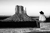 Monument Valley at sunset in Black and White