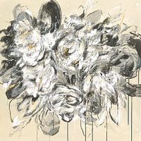 Blumen- Strauß, schwarz- weiß- beige, abstrakt