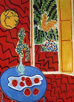 bloemen- en fruitvazen op tafel, Henri Matisse